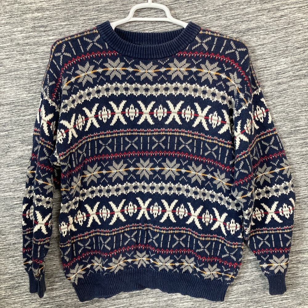 Honors Men’s  NavyBlue Print Knit 🧶 Sweater Long Sleeve